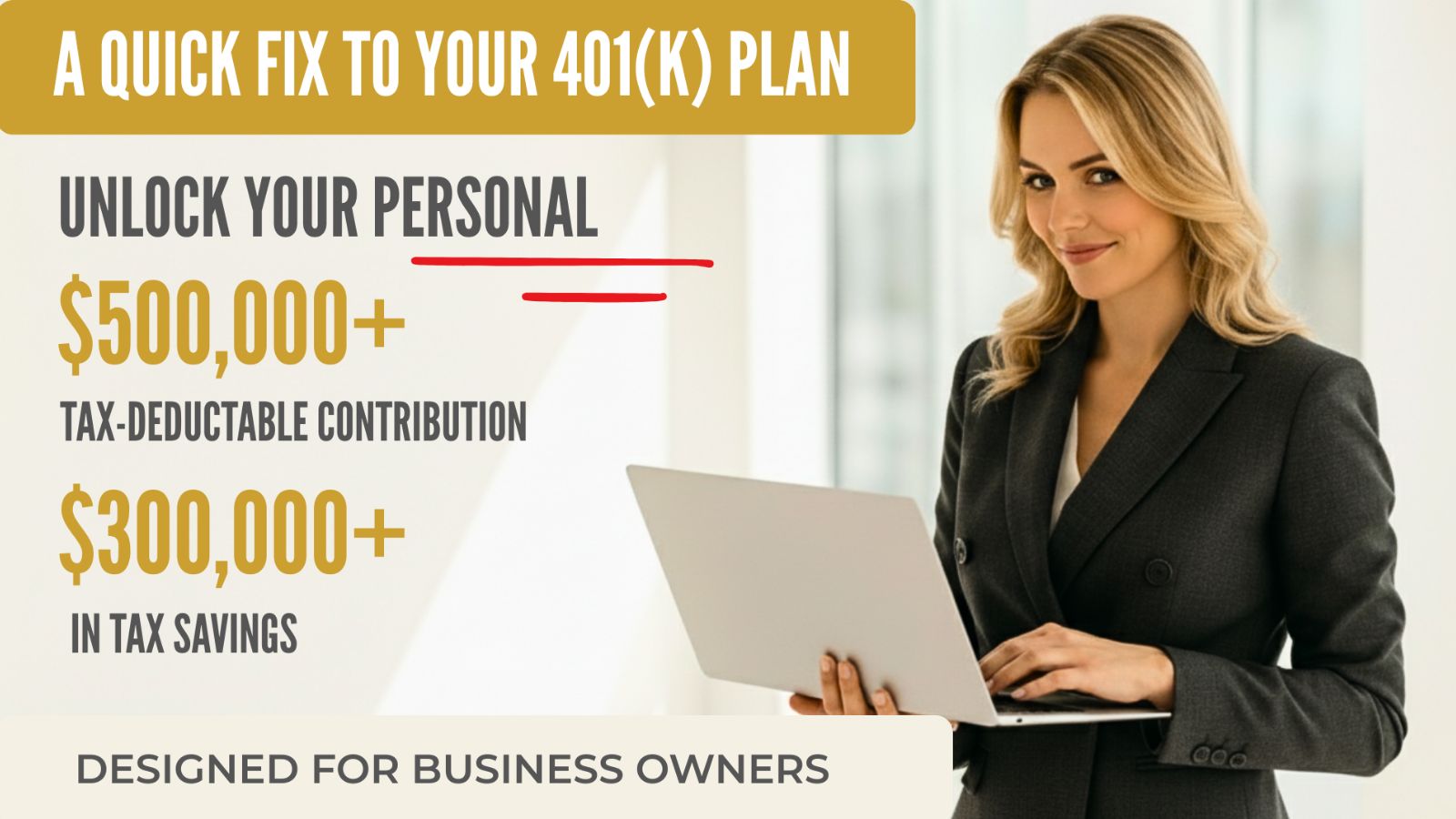 How to Put $500K Pre-Tax Into Your Own 401(k) and Cut $300K+ From Your Tax Bill