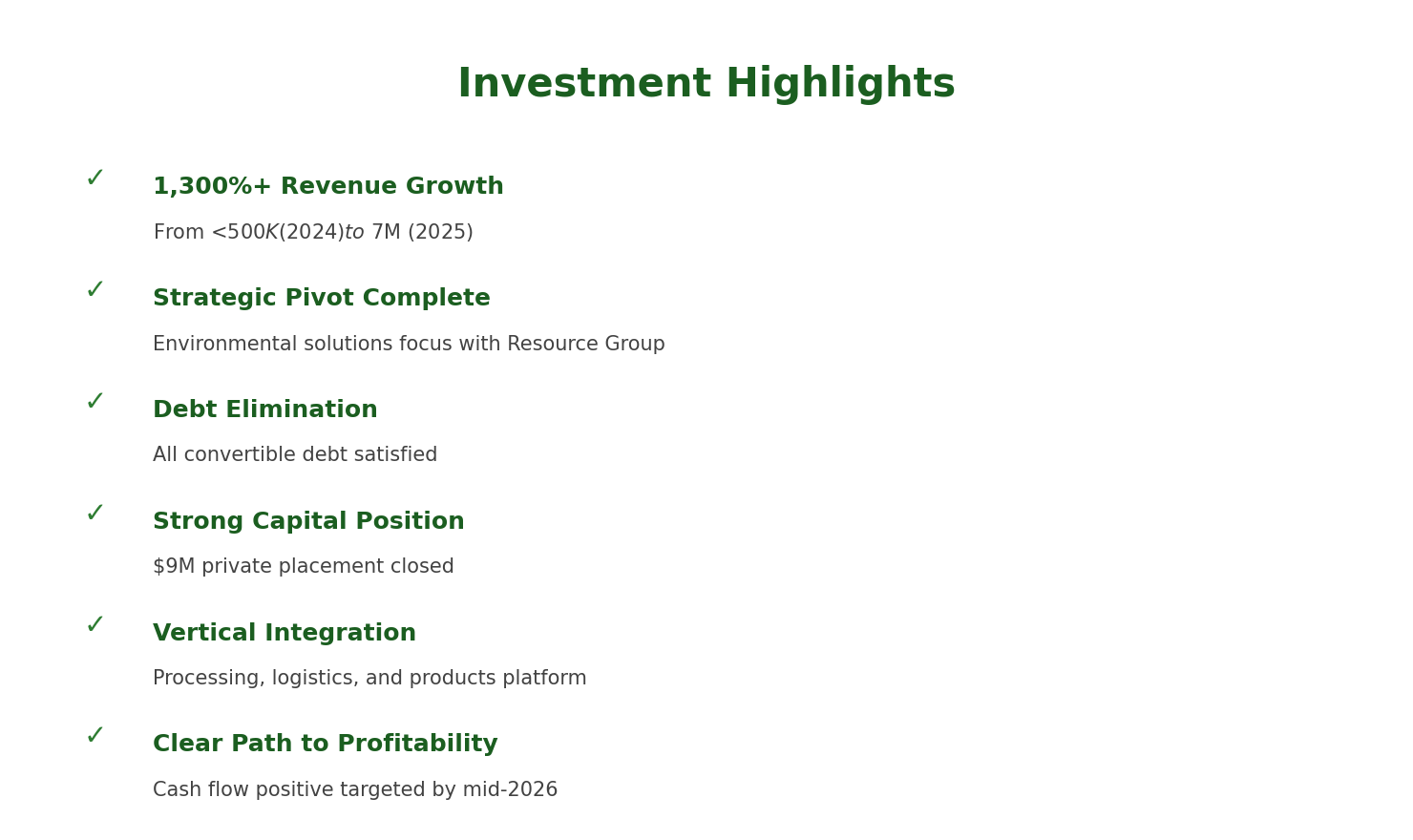 Key investment highlights