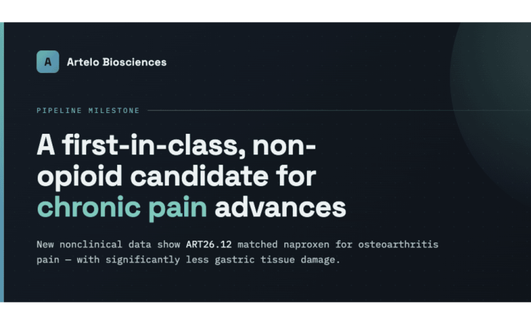 Artelo Biosciences Advances ART26.12 Into Osteoarthritis