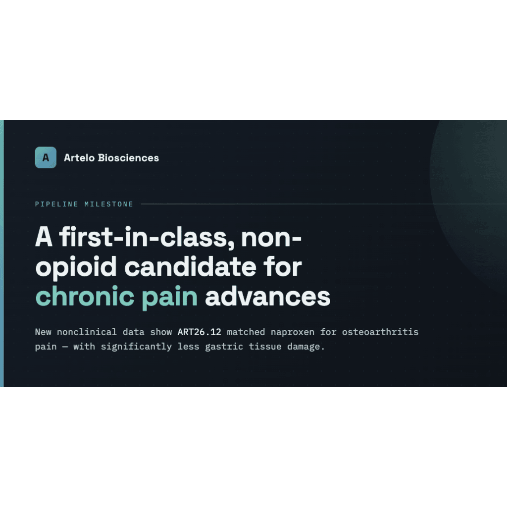 Artelo Biosciences Advances ART26.12 Into Osteoarthritis