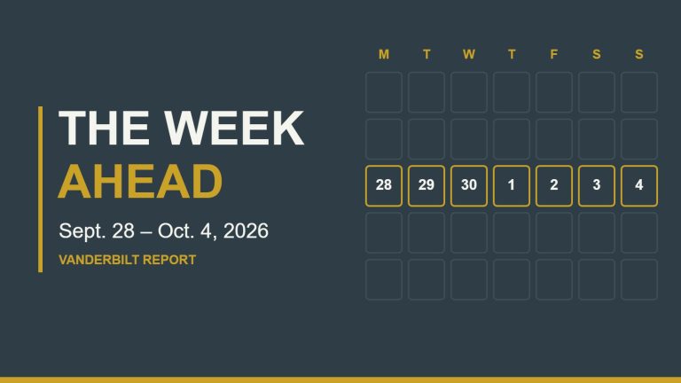 Charcoal graphic reading "The Week Ahead, Sept. 28 – Oct. 4, 2026" in white and gold type beside a calendar grid with the week highlighted in gold