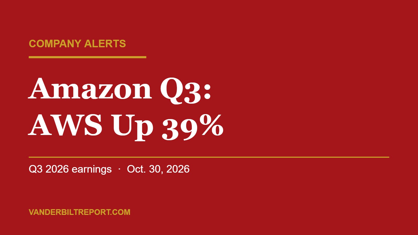 Amazon Earnings: AWS Grows 39% in Q3 2026, but EPS Miss and Negative Free Cash Flow Send Shares Lower