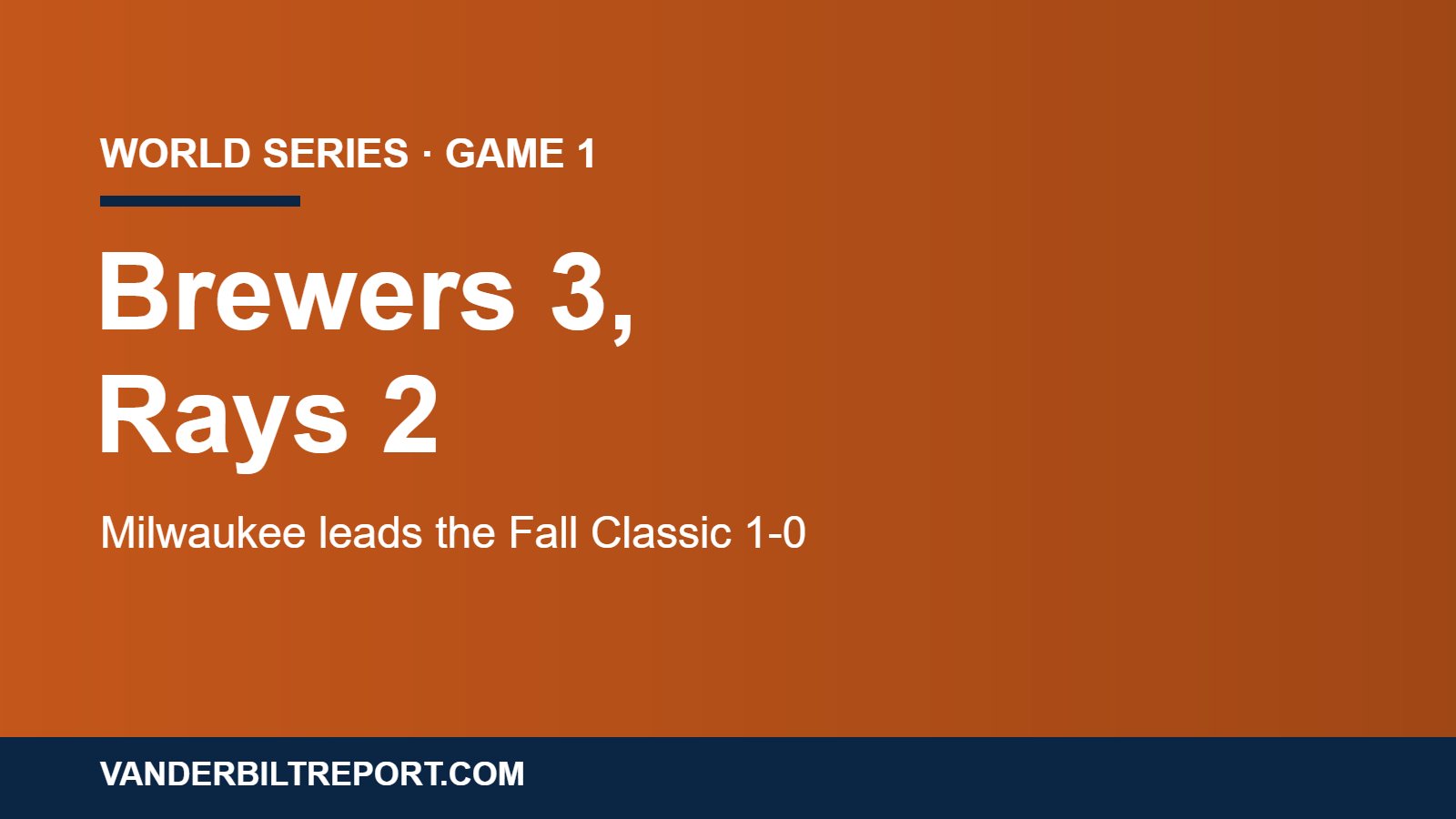 World Series Game 1: Brewers Hold Off Rays 3-2 After Replay Reversal; Game 2 Tonight